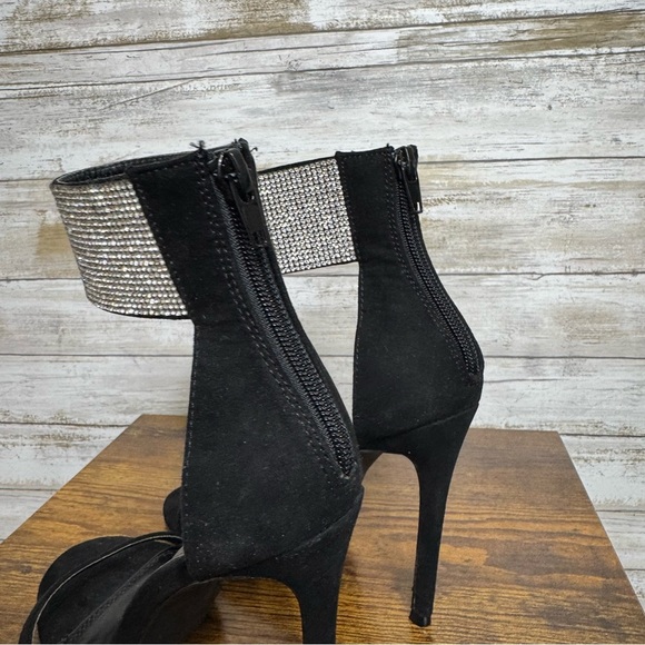 Olivia Jaymes Women’s Black Bling Ankle Strap Stiletto Heels Women’s size - Picture 8 of 10